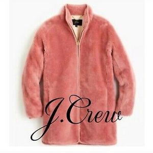 NWT J.Crew Zip Up Plush Faux Fur Coat Petal Pink🌸